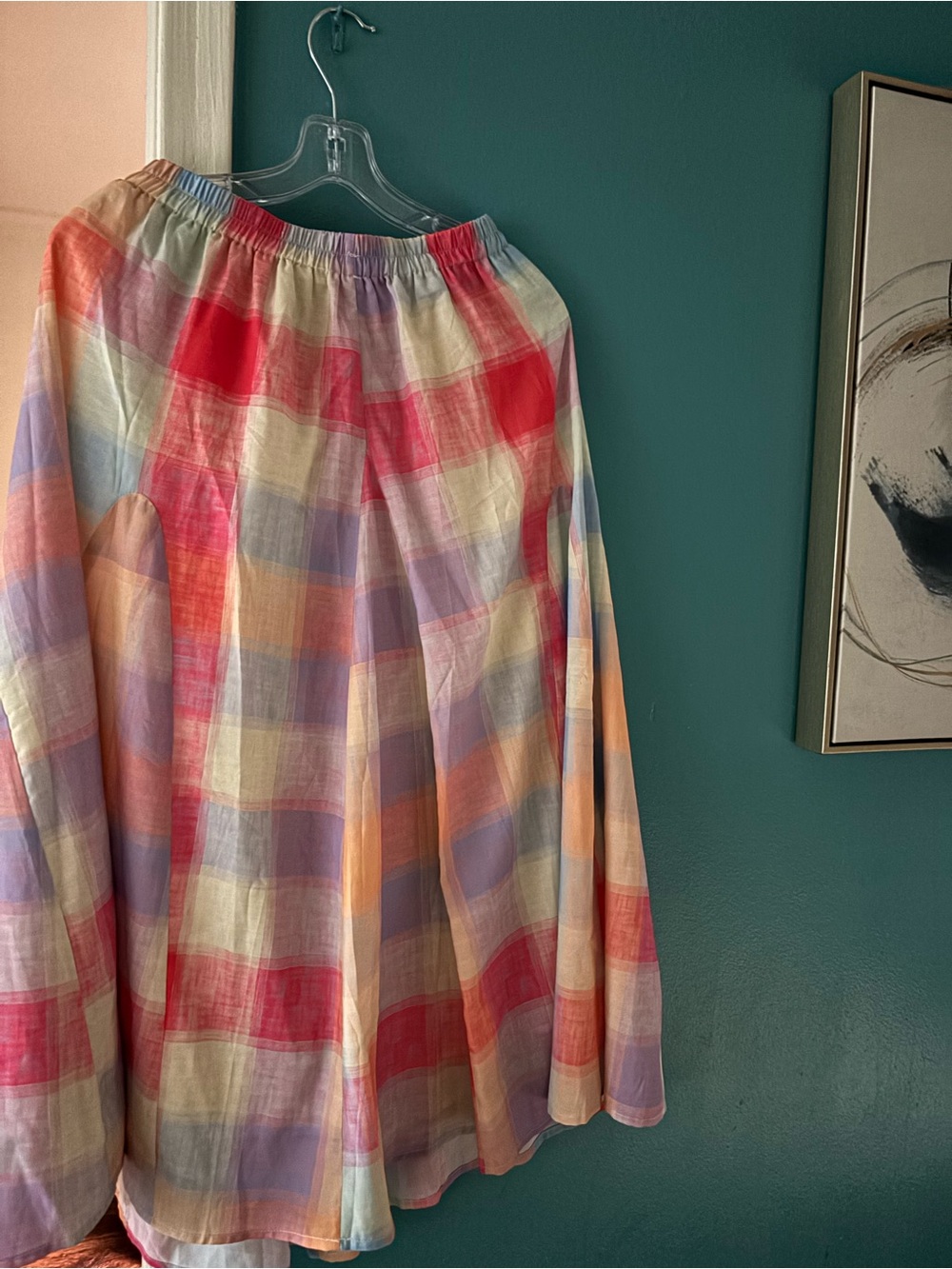 Pastel Plaid A-Line Maxi Skirt - Multicolor